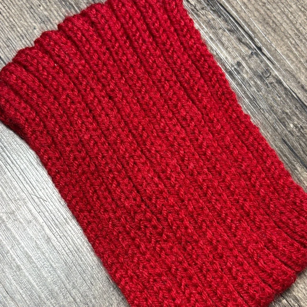 Vibrant Red Knit Headband with Embellished Logo - Picture 4 of 4